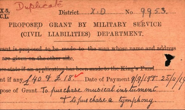 A Duplicate Card Showing The Grant Paid To Jesse