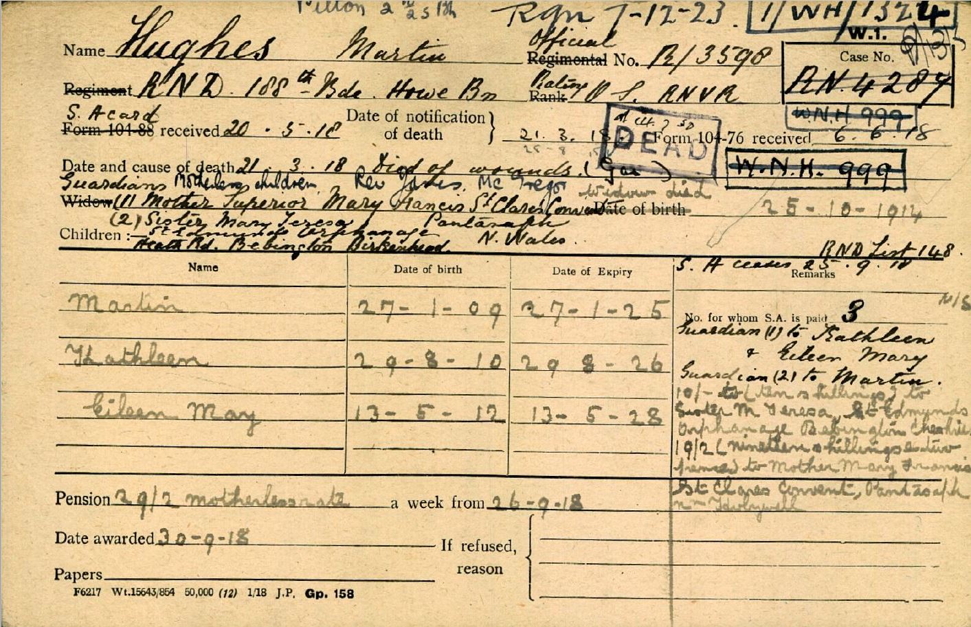 Able Seaman Martin Hughes, Howe Bttn, RND