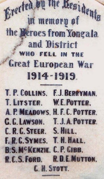 The Yongalaand District Memorial To Those Killed In The War.
