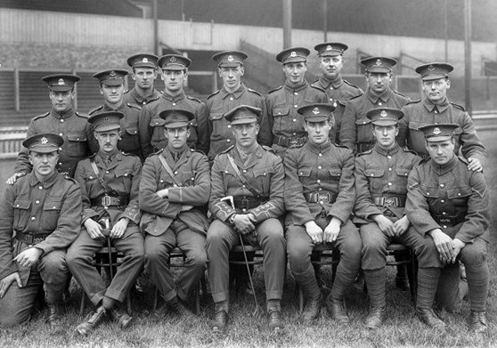 The 17Th Middlesex. Lcpl Fred Bullock Is The Extreme Right Hand Side Of The Front Row.