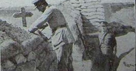 The Original Caption Reads 'An Officer Of The Graves’ Registration Commission Locating The Resting Place Of An Officer Buried In The Parapet Of The Sanna I Yat Trenches.' From The War Illustrated