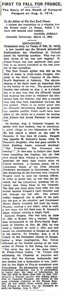 New York Times Article 16Th March 1916
