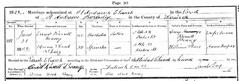 Marriage Certificate For Ernest And Ann