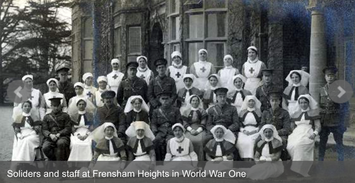 Soldiers And Staff At Frensham Hospital In WW1