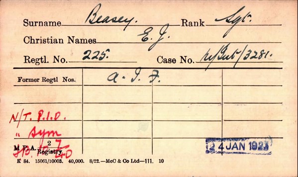 Regimental Number To Be 225 In The AIF