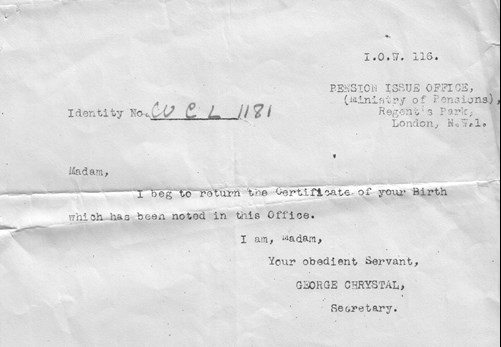 Ministry Of Pensions After 11Th June 1917