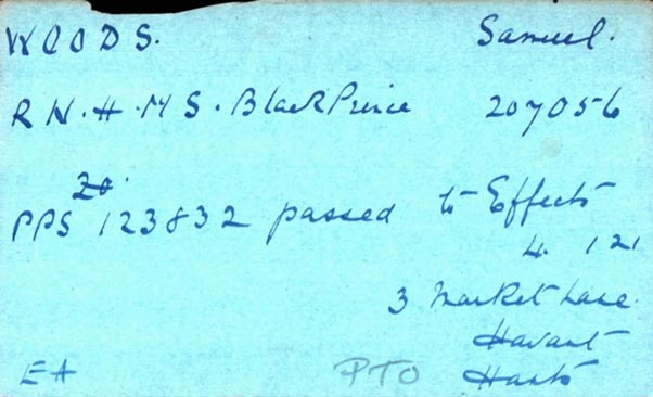 Samuel Woods Pension Card
