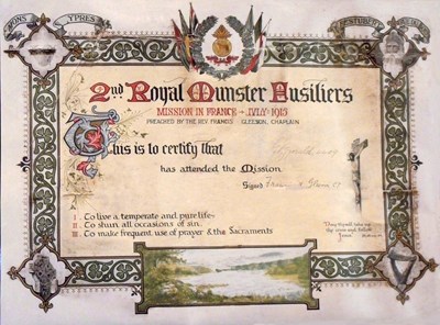 A Certificate Issued By Gleeson To Certify Attendance At His Battalion Mission.
