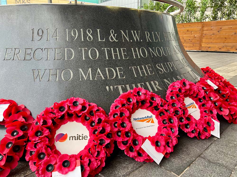 Birmingham New Street Station Memorial With 2024 Remembrance Wreaths