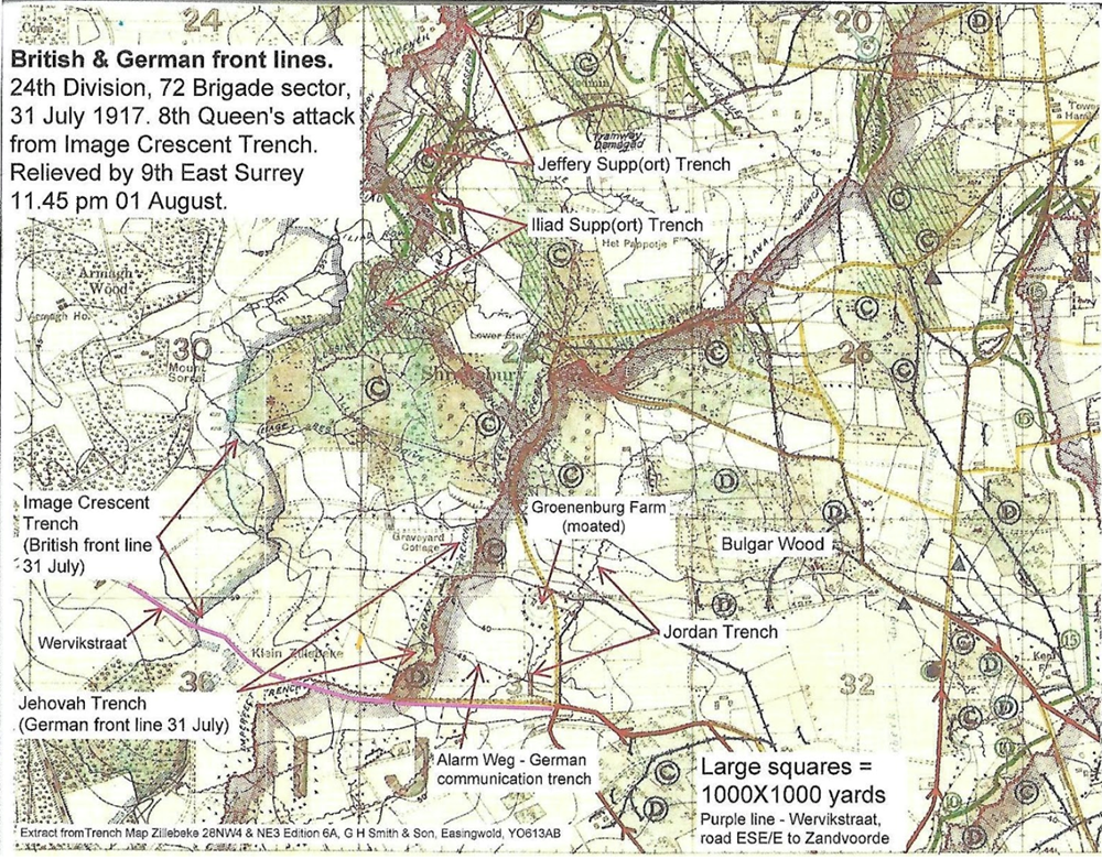Crescent Trench British Front Line , 31 July 1917 (Map)