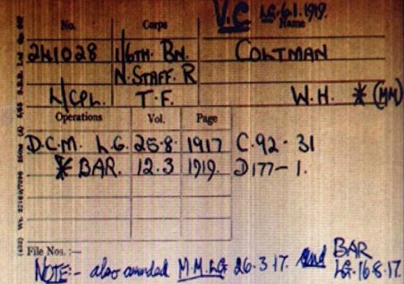 Bill Coltman S Unique Medal Card