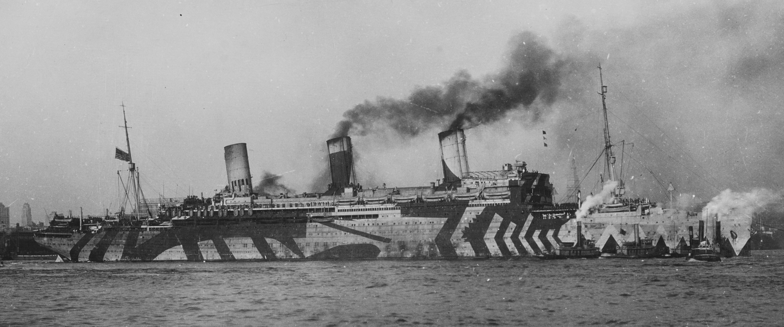 USS Leviathan In Dazzle Camouflage