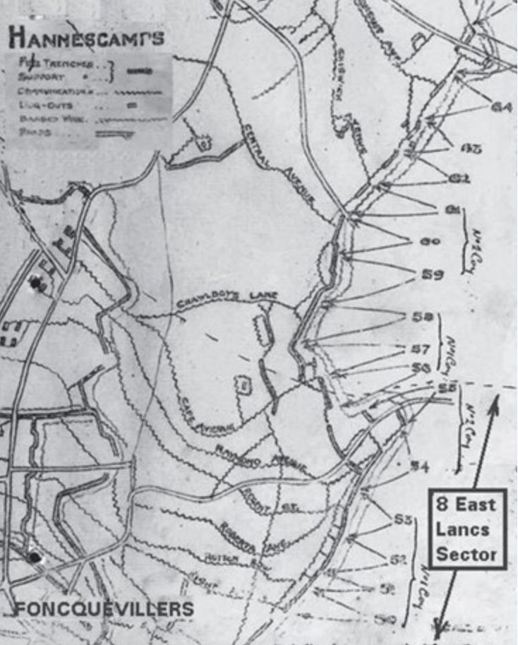 A Map Showing The Area In Which The 8Th Battalion Were Based In The Winter Of 1915