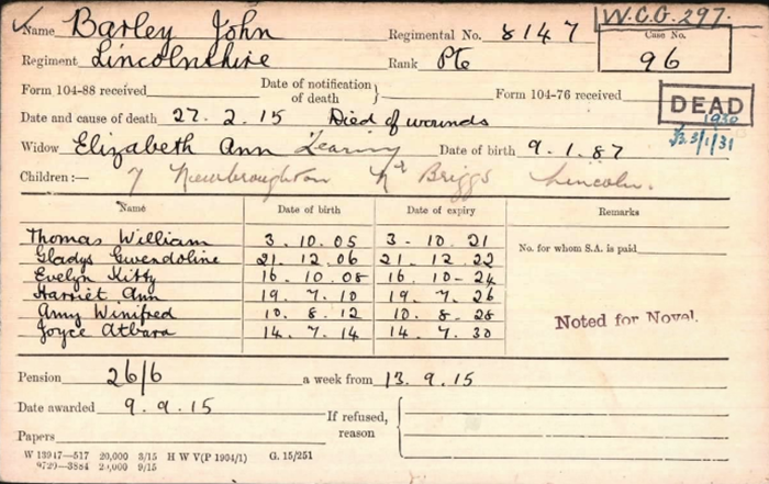 John Barley Pension Record