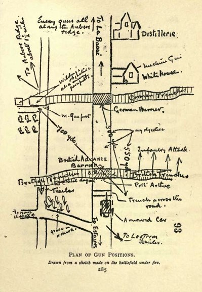 A Map Showing The Position Of Wilding's Armoured Car On The 9 May