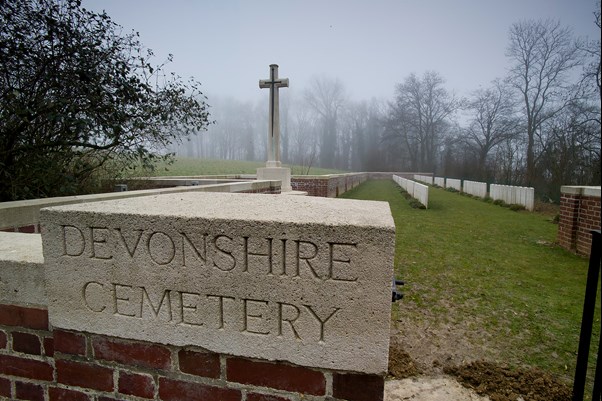 The ‘Devons’ In Their Trench Line Cemetery At Mansell Copse