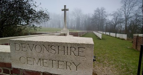 The ‘Devons’ In Their Trench Line Cemetery At Mansell Copse