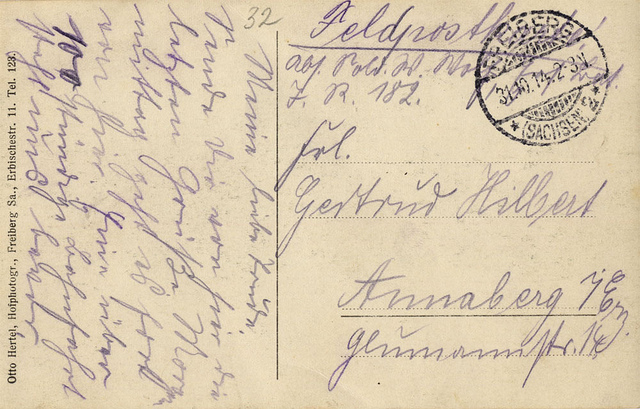 Ersatz Bataillon Back Of Postcard