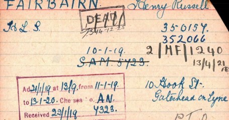 Henry Fairbairn ‘Other Ranks Survived' Card