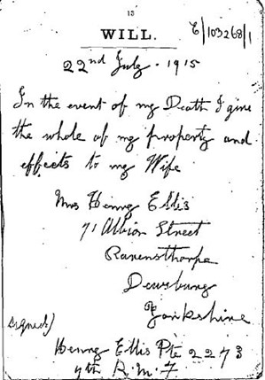 The Will Of Henry Ellis