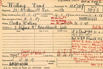 Pension Record Cards - claims for soldiers who were killed