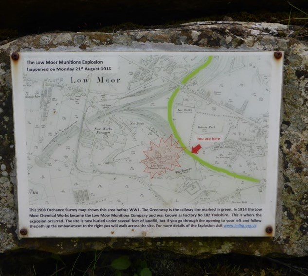 Two Plaques Adjacent To Spen Valley Greenway Detail What Happened On The Side Of The Old Railway Line At Low Moor 2