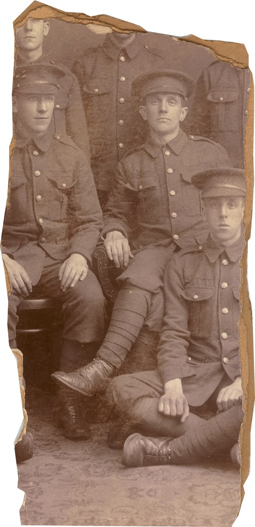Figure 3. Stockport Lads Club members late 1914 (part). Cornelius Hayes seated centre.