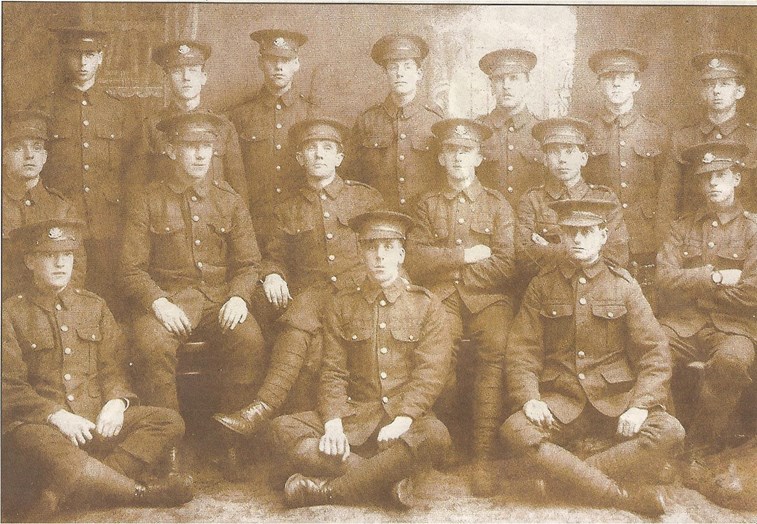 Figure 4. Stockport Lads Club members (late 1914). Cornelius Hayes seated centre.