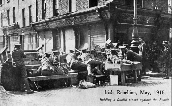 Troops Holding A Dublin Street Against The Rebels During The Easter Rising In April 1916