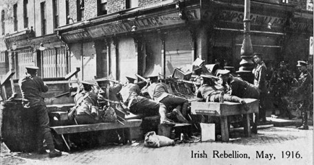 Troops Holding A Dublin Street Against The Rebels During The Easter Rising In April 1916