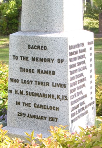The Memorial In Faslane Cemetery To Those Lost On K 13