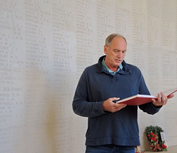 The Author Speaking At Walter’S Inscription On The Memorial Wall