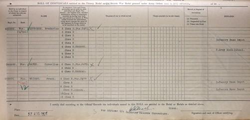 Figure 33. Victory & British War Medal roll [NA via Ancestry]