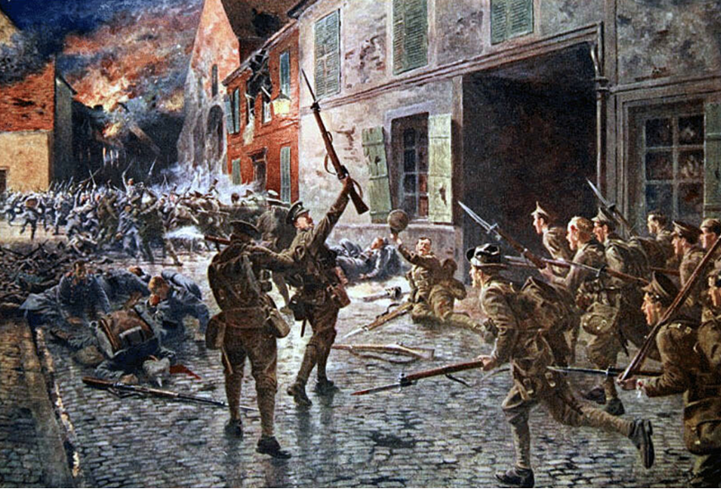 Coldstream Guards at the Battle of Landrecies 25 August 1914. Image courtesy of BritishBattles.com