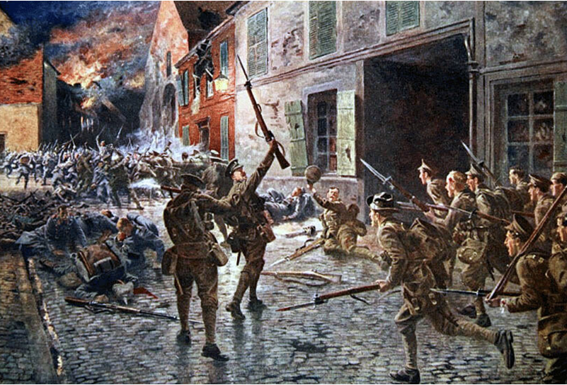 Coldstream Guards at the Battle of Landrecies 25 August 1914. Image courtesy of BritishBattles.com