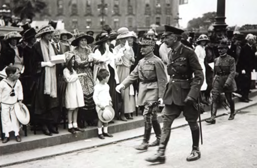 Marshal Foch with General Rawlinson on parade, 1919. Pic: National Archives.