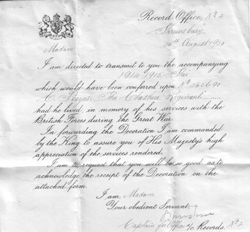 14:15 Star Medal Awarded 26Th August 1920