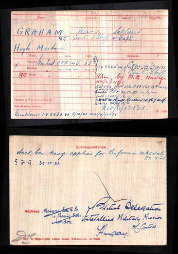 HM Graham Medal Index Card