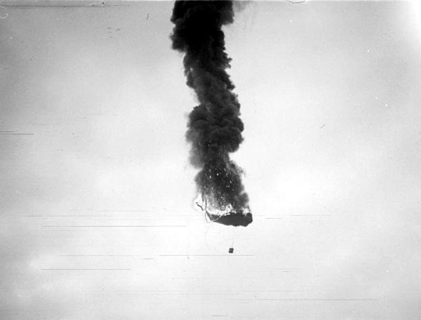 British Kite Balloon Falling In Flames