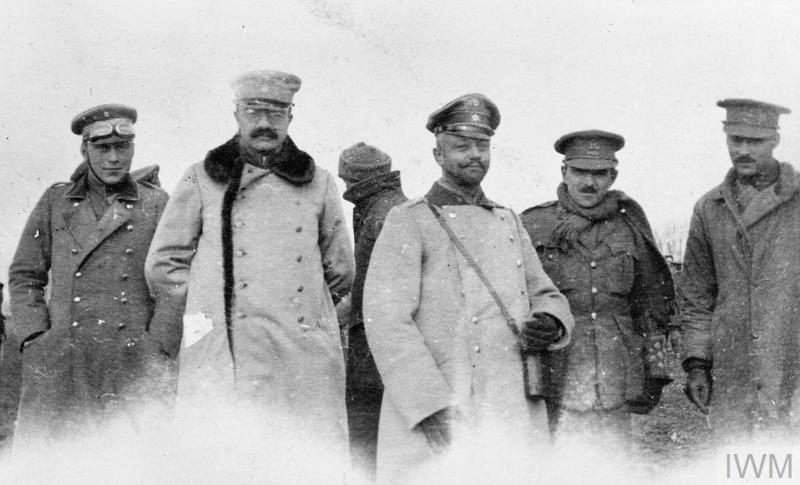 British And German Officers Meeting In No Man's Land During The Unofficial Truce. (British Troops From The Northumberland Hussars, 7Th Division, Bridoux Rouge Banc Sector)