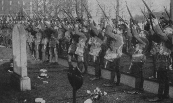 Royal Scots Territorials Firing A Salute Over The Grave Of Captain Erdmann. He Was Originally Buried At Newington Cemetery In Edinburgh But Was Later Re Buried At Cannock Chase.