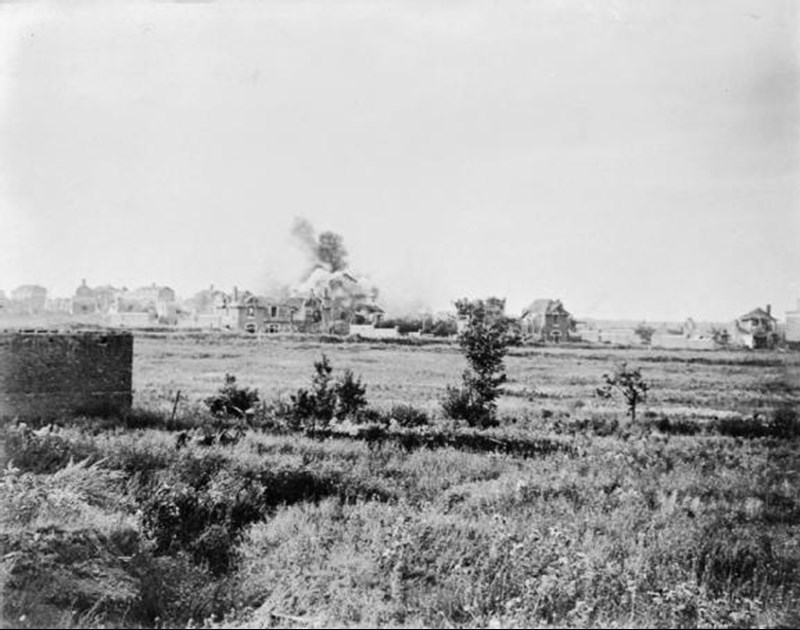 Hill 70 (Lens) 15 25 August A View Of Shells Bursting In The Outskirts Of Lens. (IWM CO 1794)