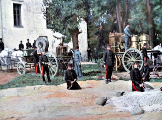 Colourised Photo Of A Pre 1914 Steam Winch To The Left And A Hydrogen Gas Producing Machine To The Right