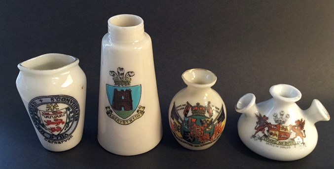 Selection Of Vases Featuring Welsh Crests