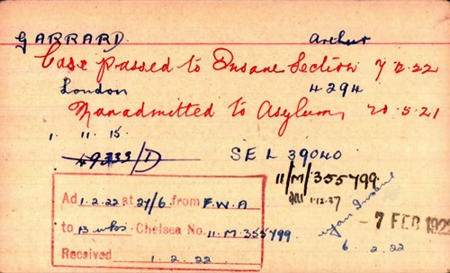 Card For Arthur Garrard