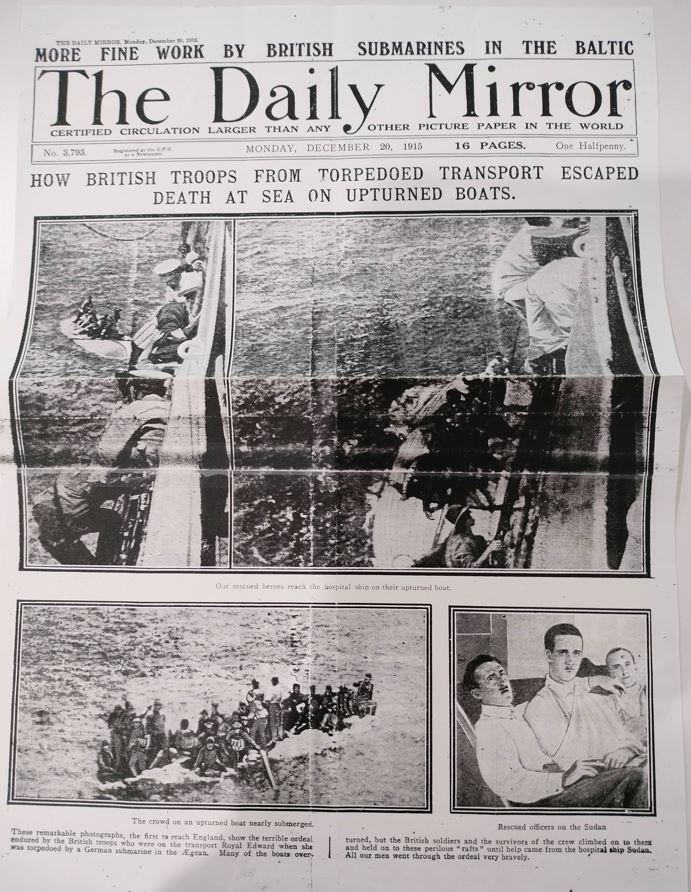 Daily Mirror Reporting The Royal Edward Sinking