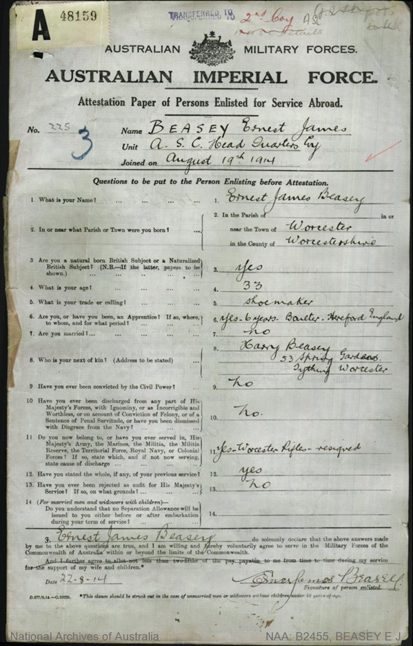 Australian Army Service Records