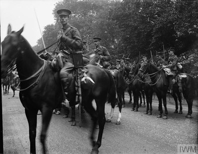 A Mounted Cavalry Draft Of The 1St Life Guards With Captain Gerrard Leigh In The Foreground. (IWM Q 66190)