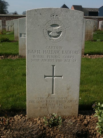 Basil Hallam Radford's Headstone In Couin British Cemetery