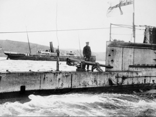 Lt Cmdr D De B Stocks On Deck Of His Submarine, 1915